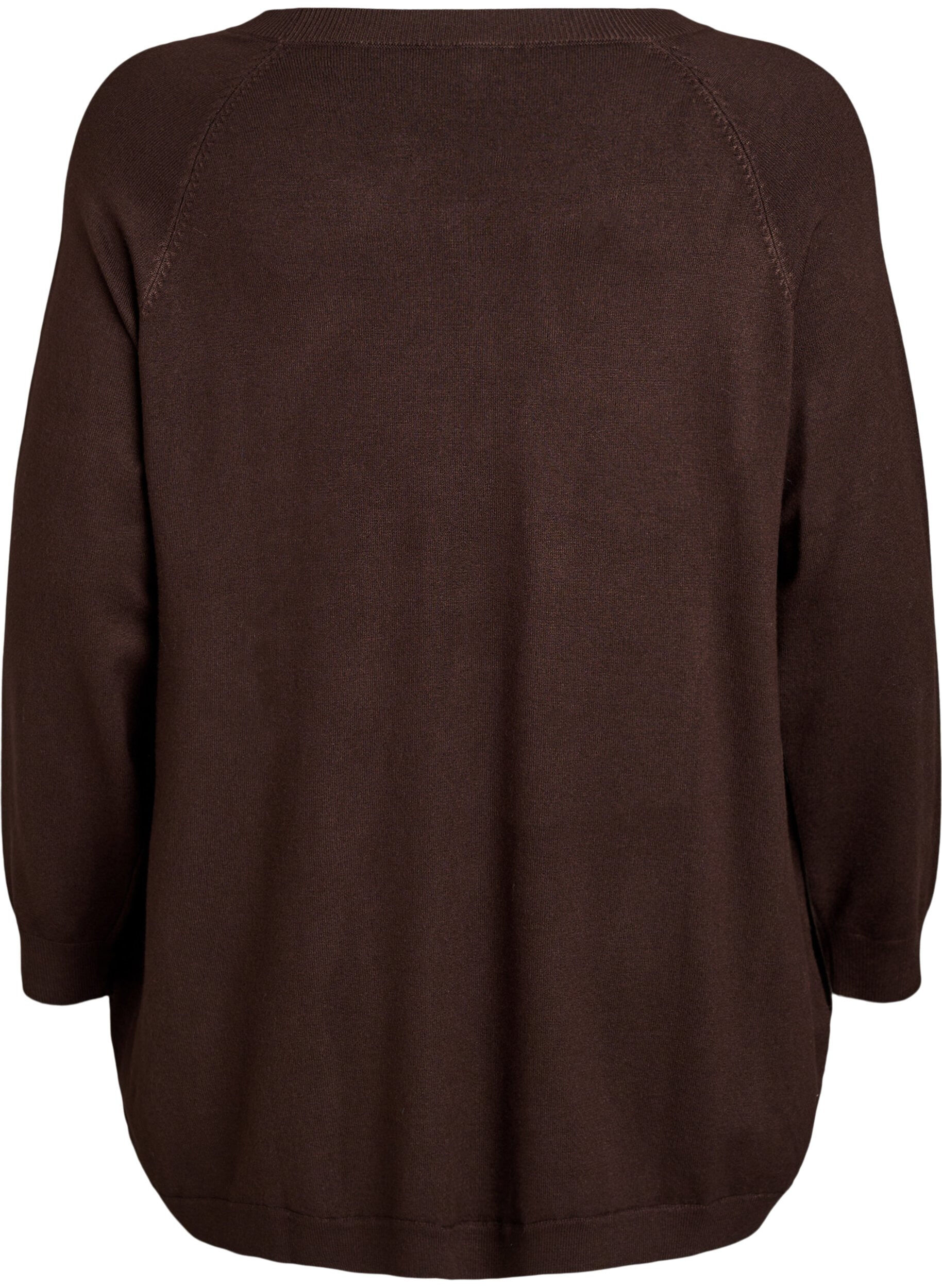 ZizziGebreide blouse met knoopsluiting aan de zijkant, Bruin, Packshot image number 1