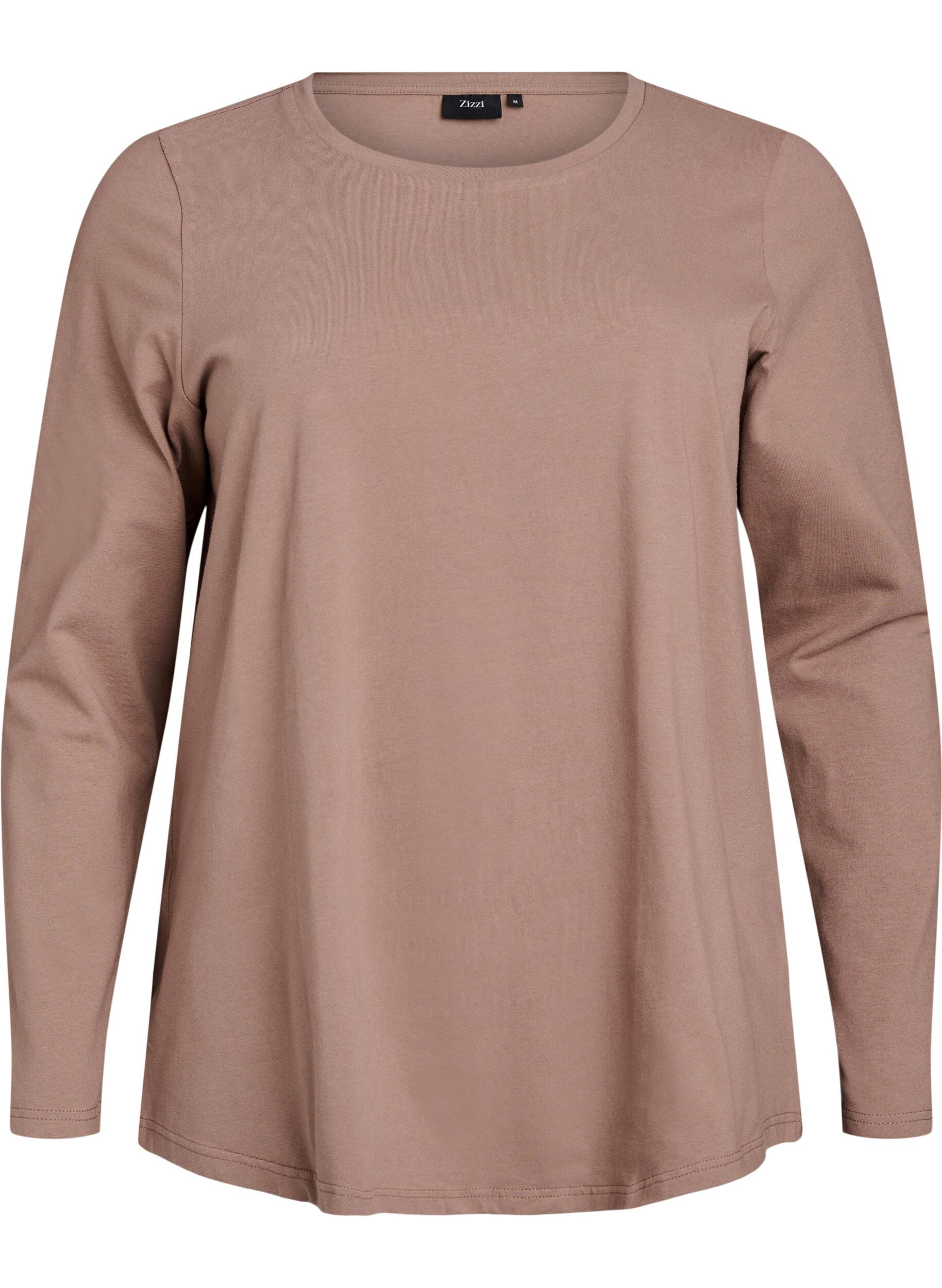 Zizzi Basic jersey top met lange mouwen, Bruin, Packshot image number 0