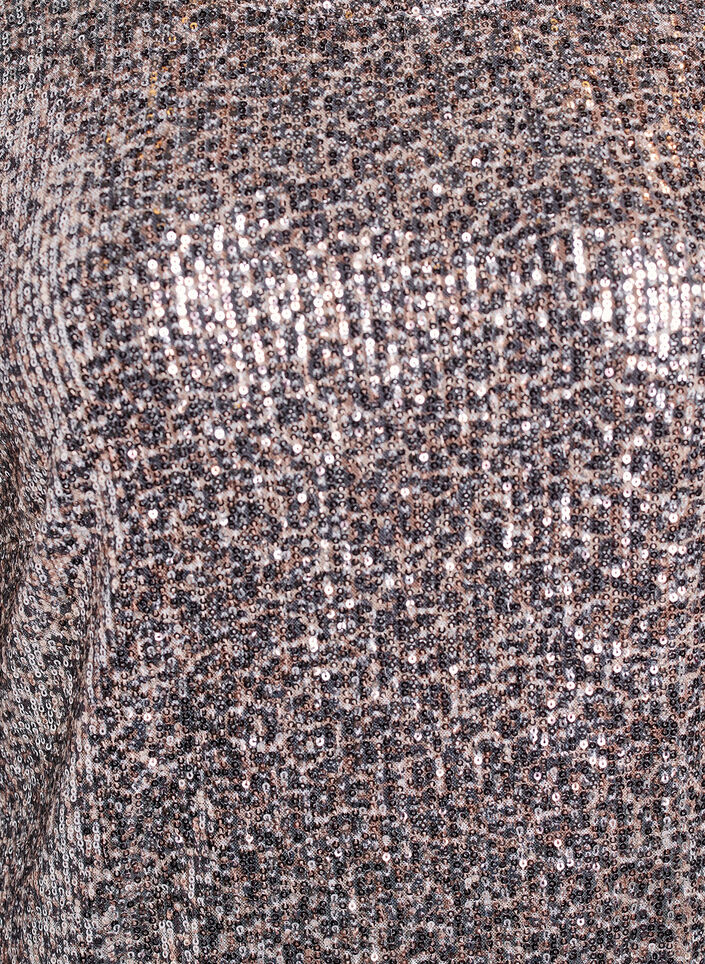 Korte paillettenjurk met lange mouwen, Bruin, Packshot image number 2