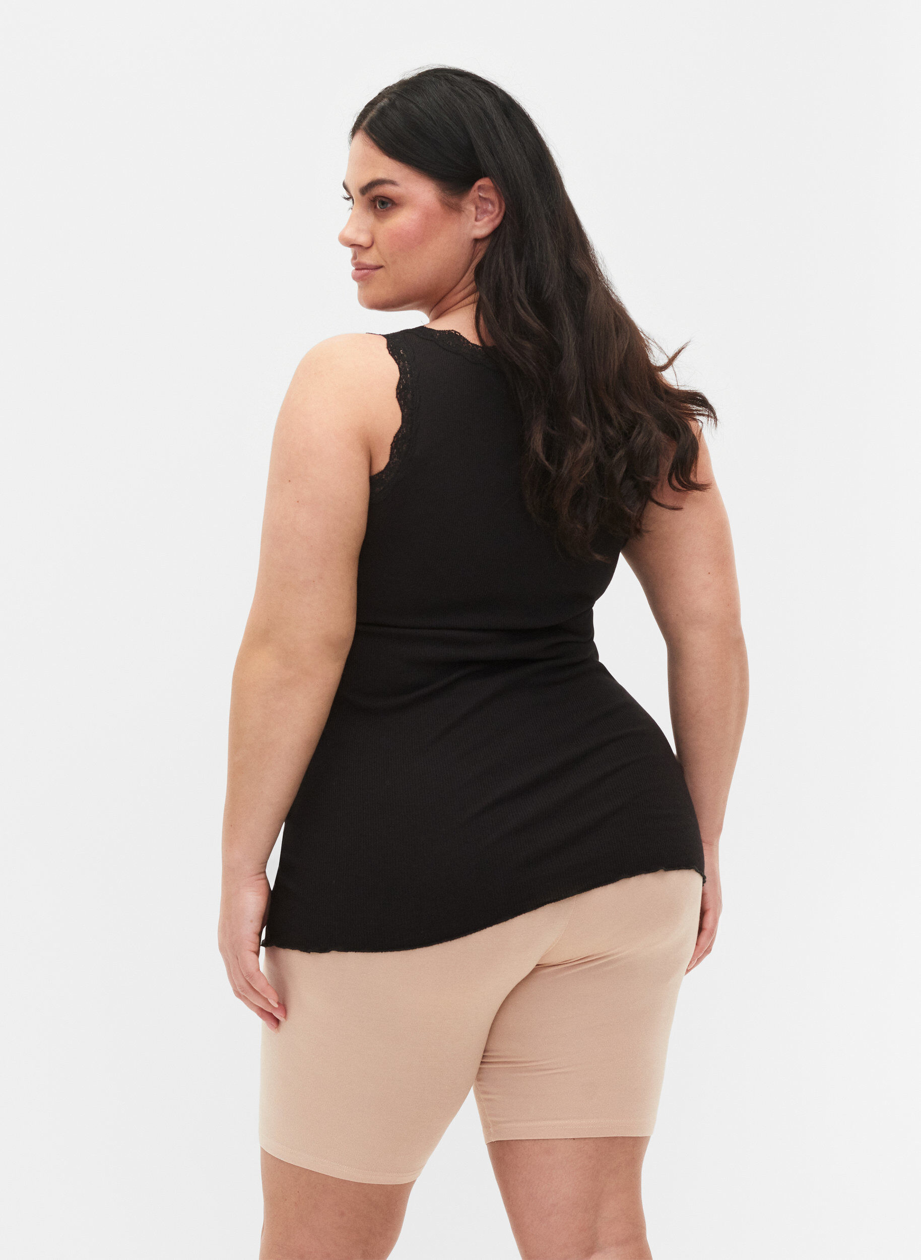 Zizzi 2-pack viscose fietsbroek, Beige, Model image number 2