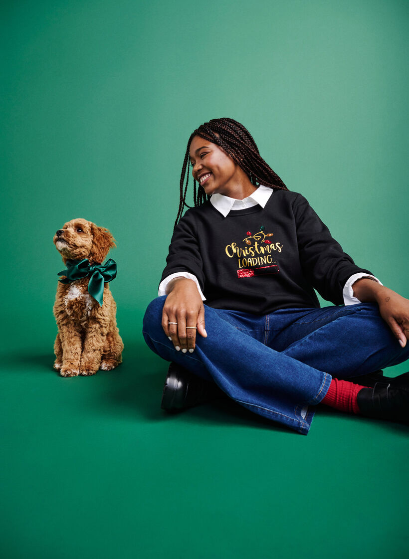 Kerst sweatshirt, Black LOADING, Image image number 0