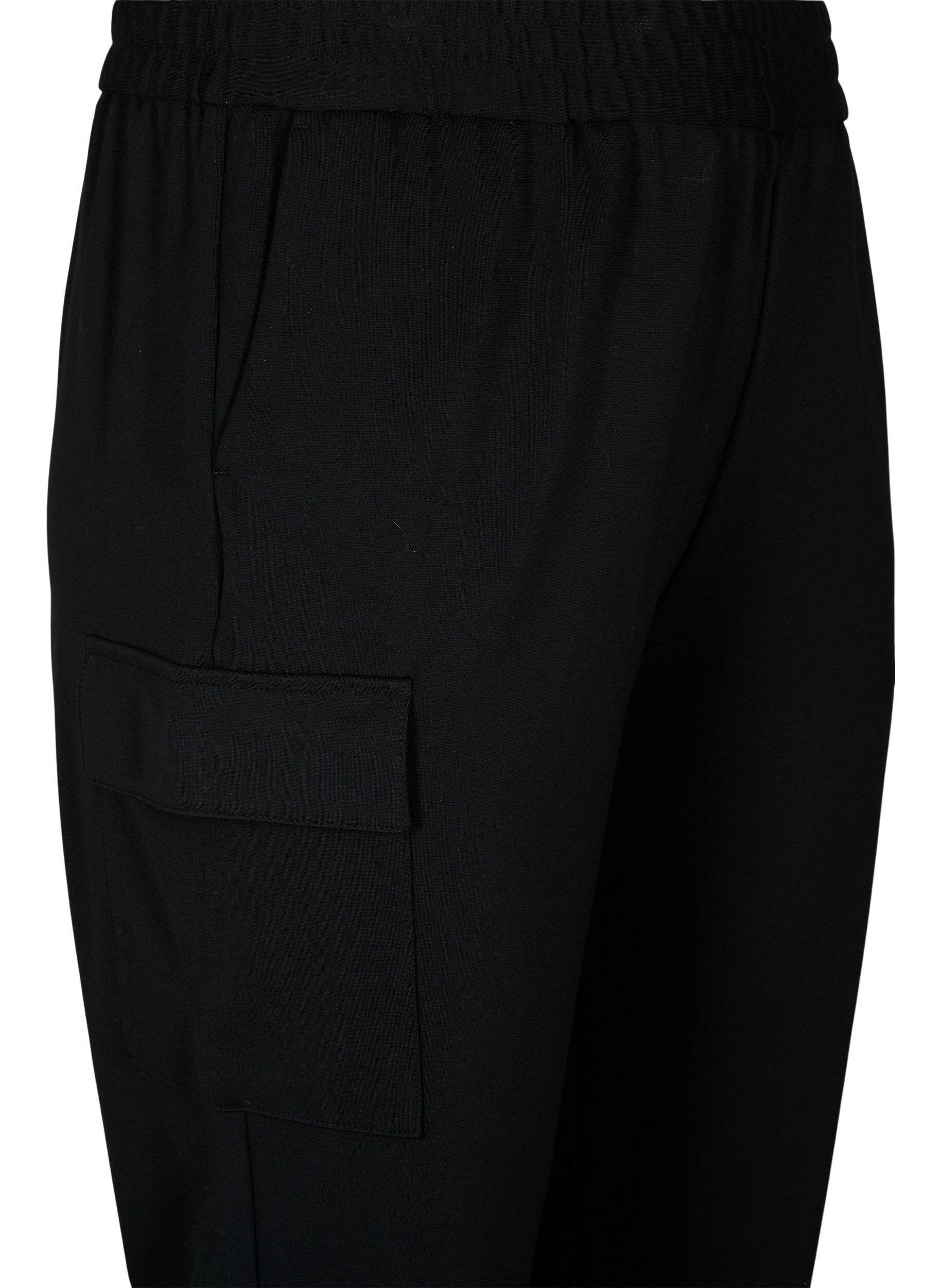Zizzi Cargo broek met elastische taille, Black, Packshot image number 2