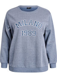 Sweatshirt met geborduurd Milaan-motief, Grijs