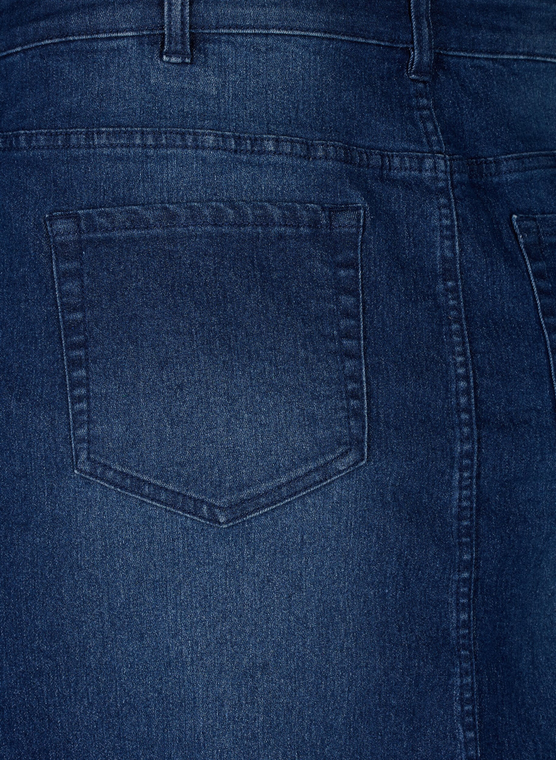 Zizzi FLASH - Denim rok met knoopsluiting, Blauw, Packshot image number 3