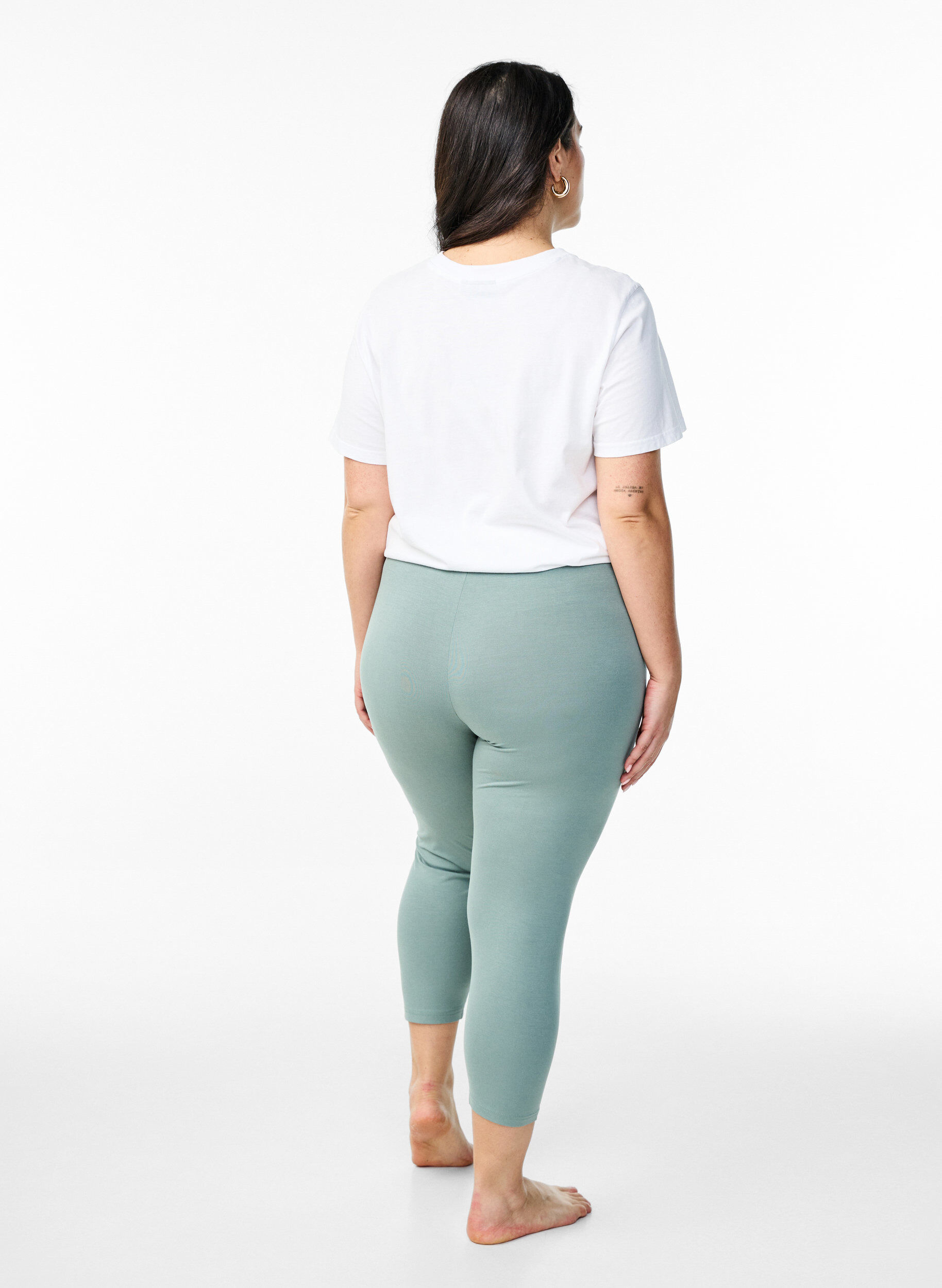 Zizzi Basic 3/4 legging in viscose, Groen, Model image number 2