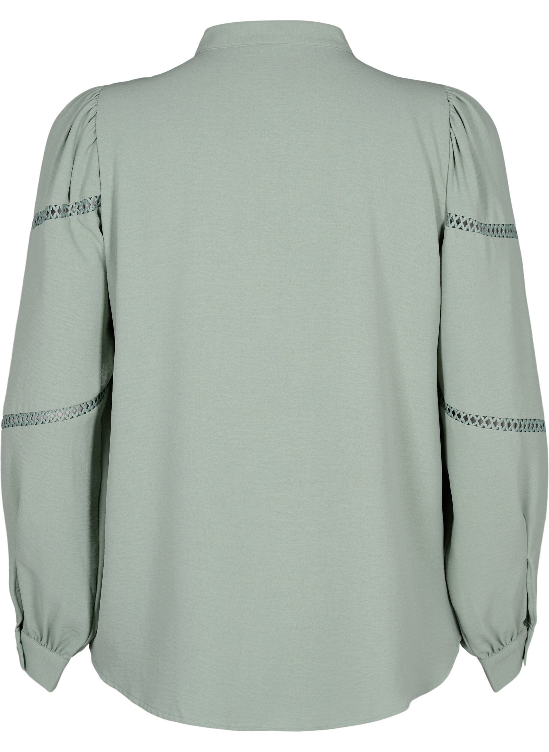 Zizzi Overhemdblouse met gehaakte details, Green Bay, Packshot image number 1