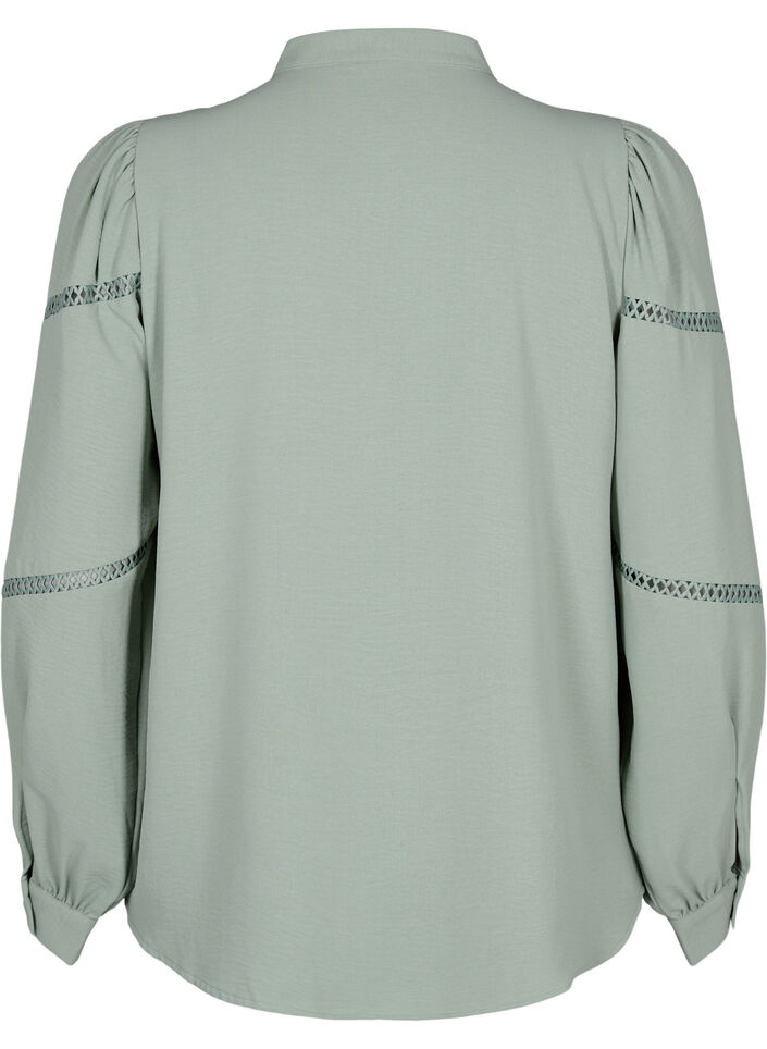 Overhemdblouse met gehaakte details, Green Bay, Packshot image number 1