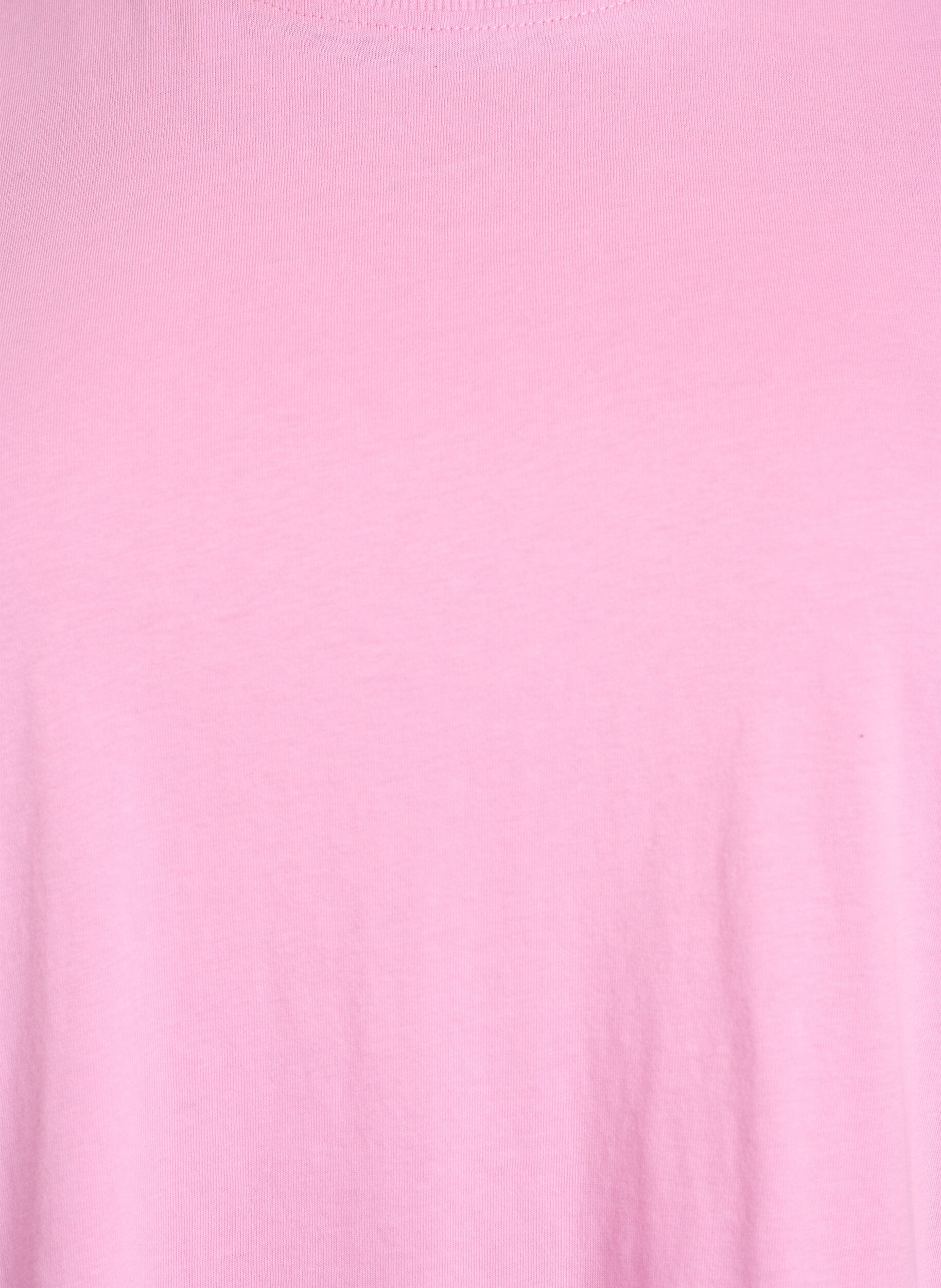 Zizzi Basic katoenen T-shirt met ronde hals, Roze, Packshot image number 2