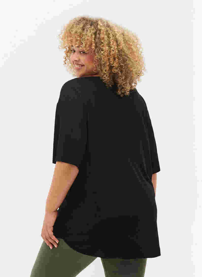 Sportieve blouse met korte mouwen, Black, Model image number 1