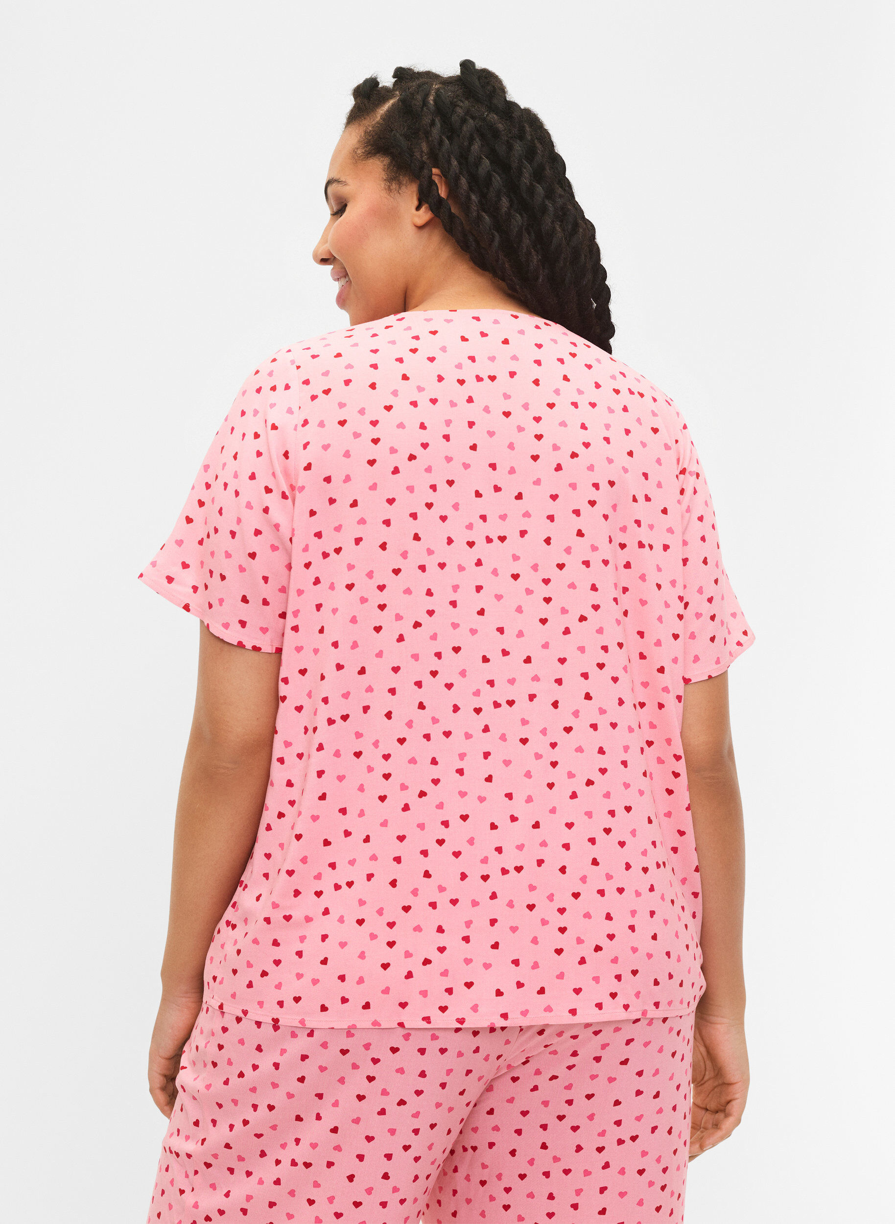 Zizzi Bedrukte pyjamatop van viscose, Roze, Model image number 2