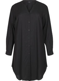 Lange shirt in linnen en viscose, Zwart