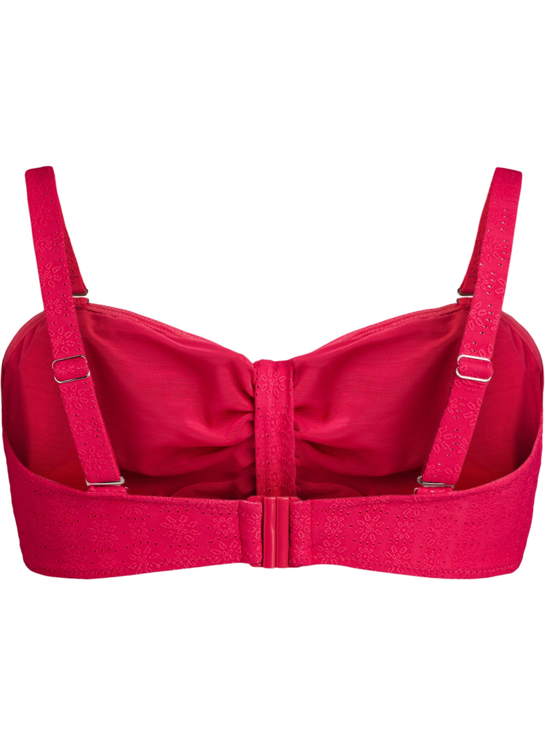Zizzi Bandeau bikinitop met een textuurpatroon en afneembare bandjes, Roze, Packshot image number 1