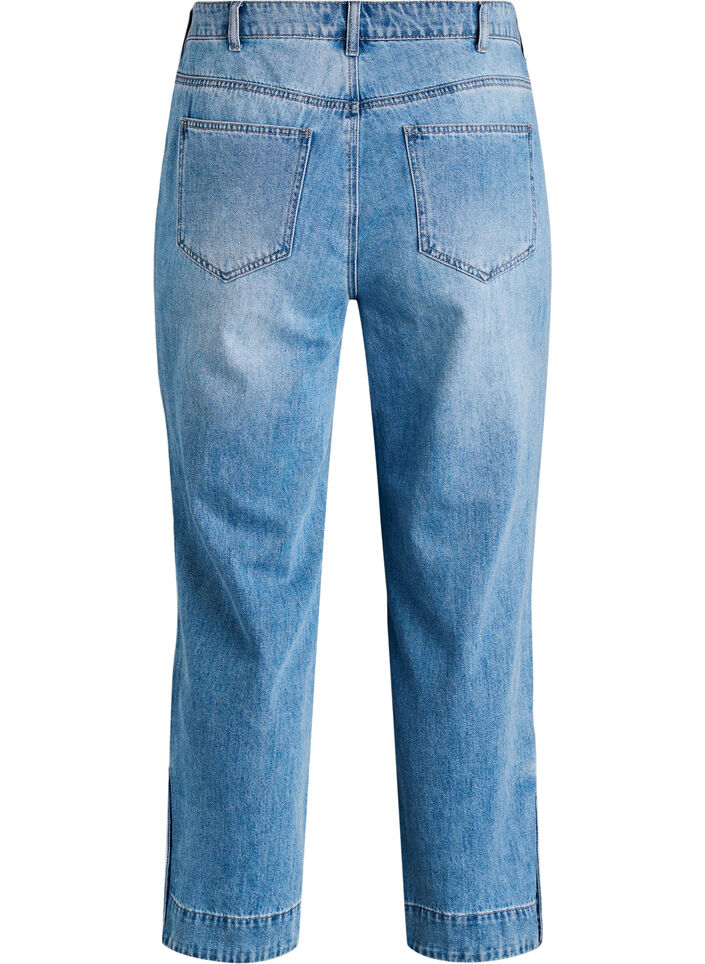 Gecropte Kiana jeans met straight-fit en knoopdetails, Blauw, Packshot image number 1
