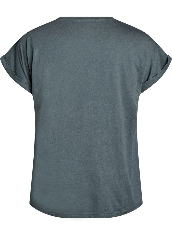 T-shirt met korte mouwen van katoenmix, Groen, Packshot image number 1