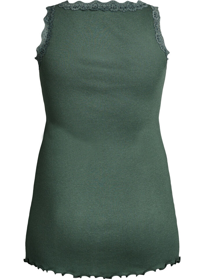 Top met kanten afwerking, Groen, Packshot image number 1