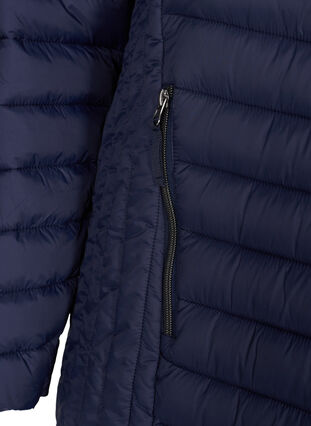 Gewatteerde lichte jas met afneembare capuchon en zakken, Navy Blazer, Packshot image number 3
