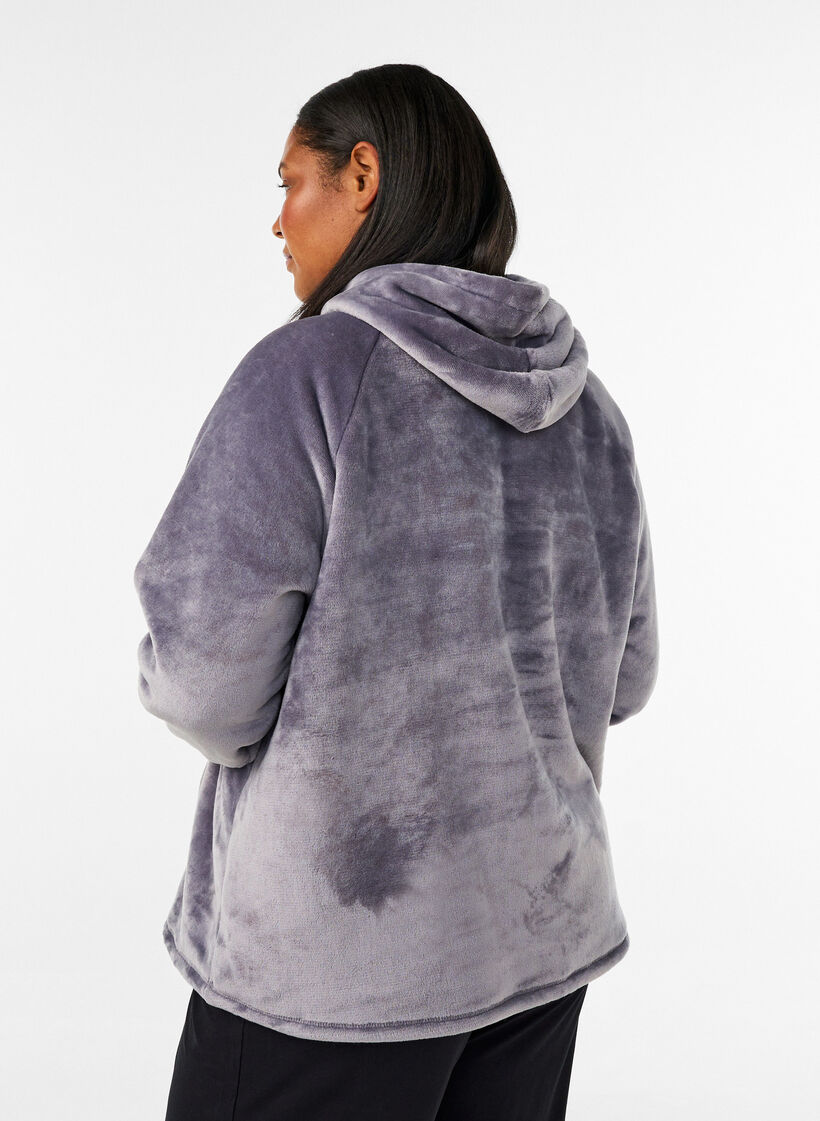 Velours hoodie met kangoeroezak, Grijs, Model image number 2