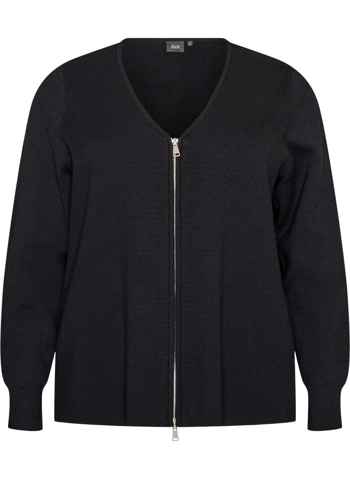 Cardigan met 2-wegritsluiting, Zwart, Packshot image number 0