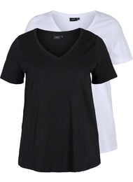 Set van 2 basic t-shirts in katoen, Black/Bright W