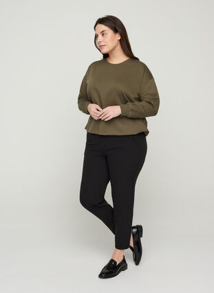 Cropped sweatshirt met ronde hals, Ivy Green, Model image number 2
