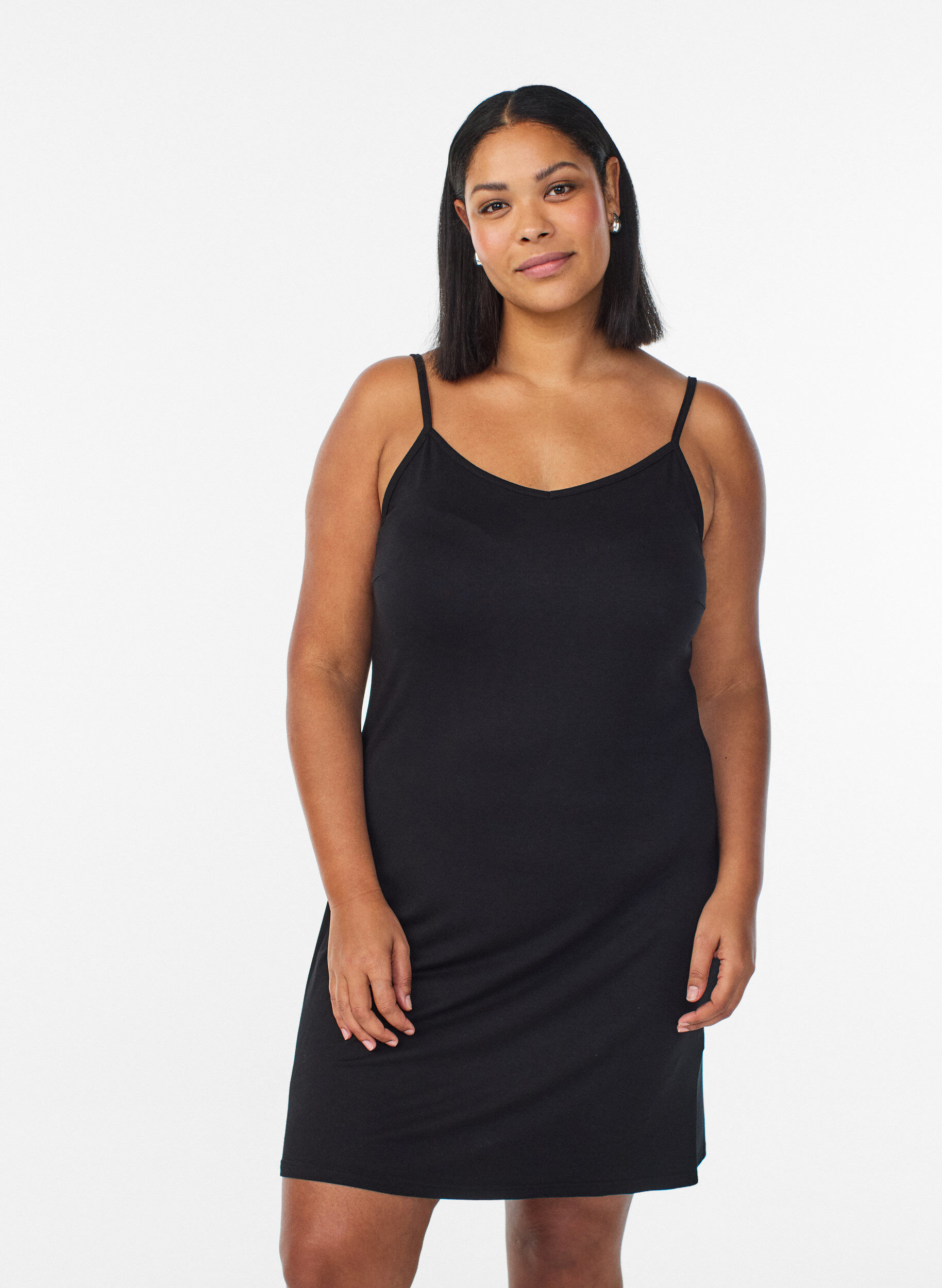 Effen onderjurk in viscose, Zwart, Model