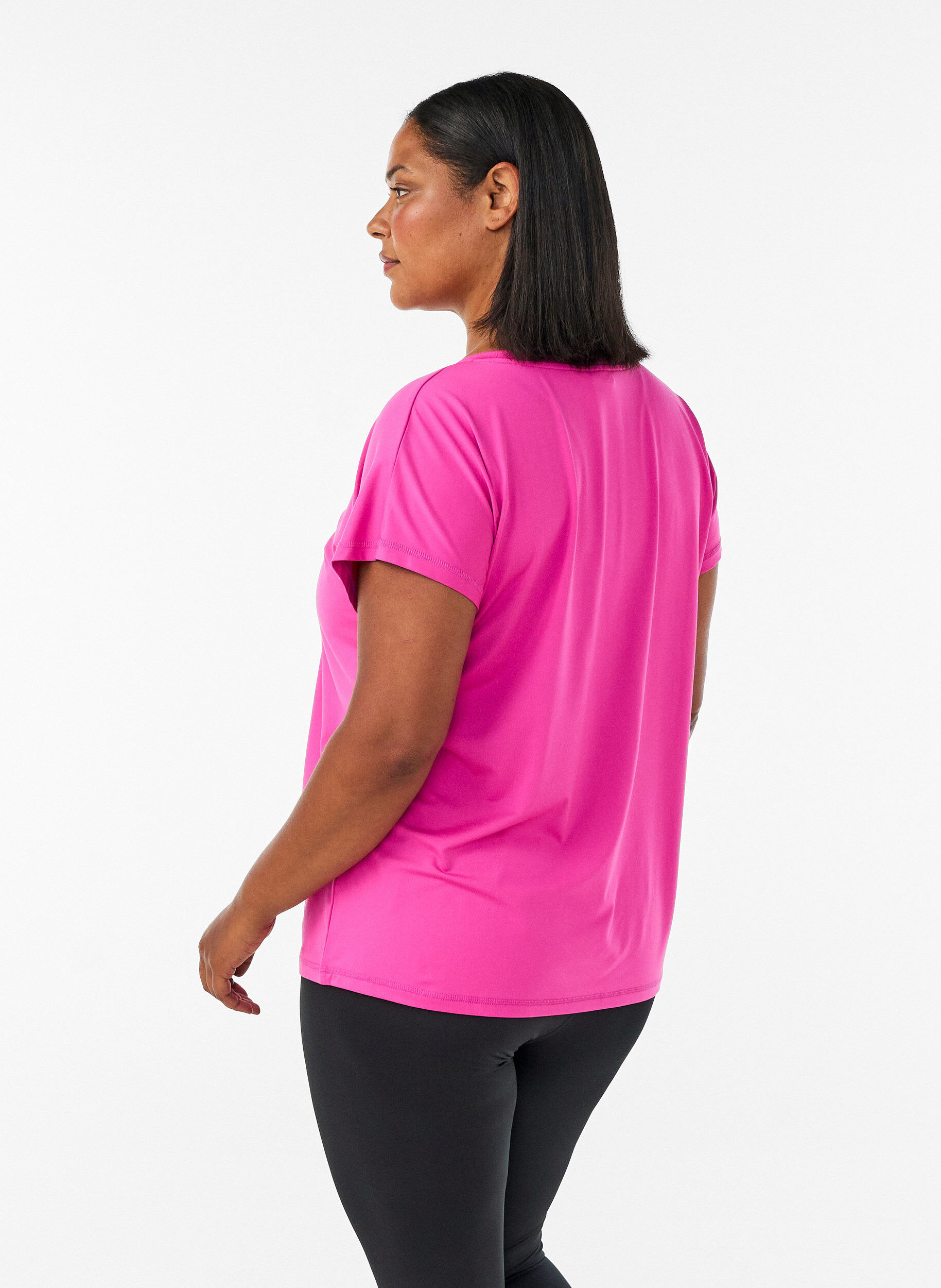 ZizziLosvallend trainings-T-shirt met V-hals, Roze, Model image number 2