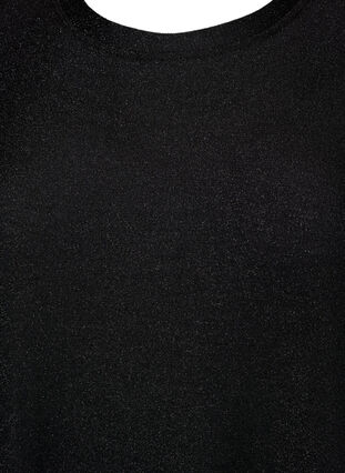 Glitterjurk met 3/4-mouwen en ronde halslijn, Black Black, Packshot image number 2
