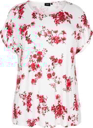 T-shirt met bloemenprint, Rood