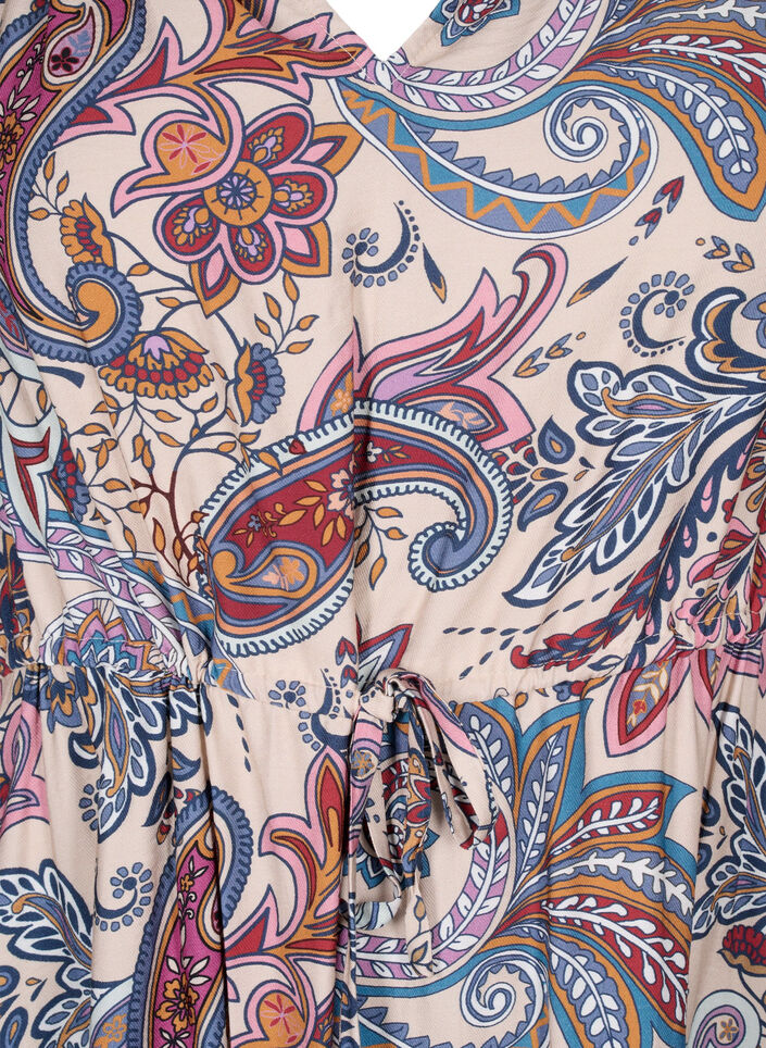 Jurk van viscose met korte mouwen en een paisleyprint, Sand Do. Paisley AOP, Packshot image number 2