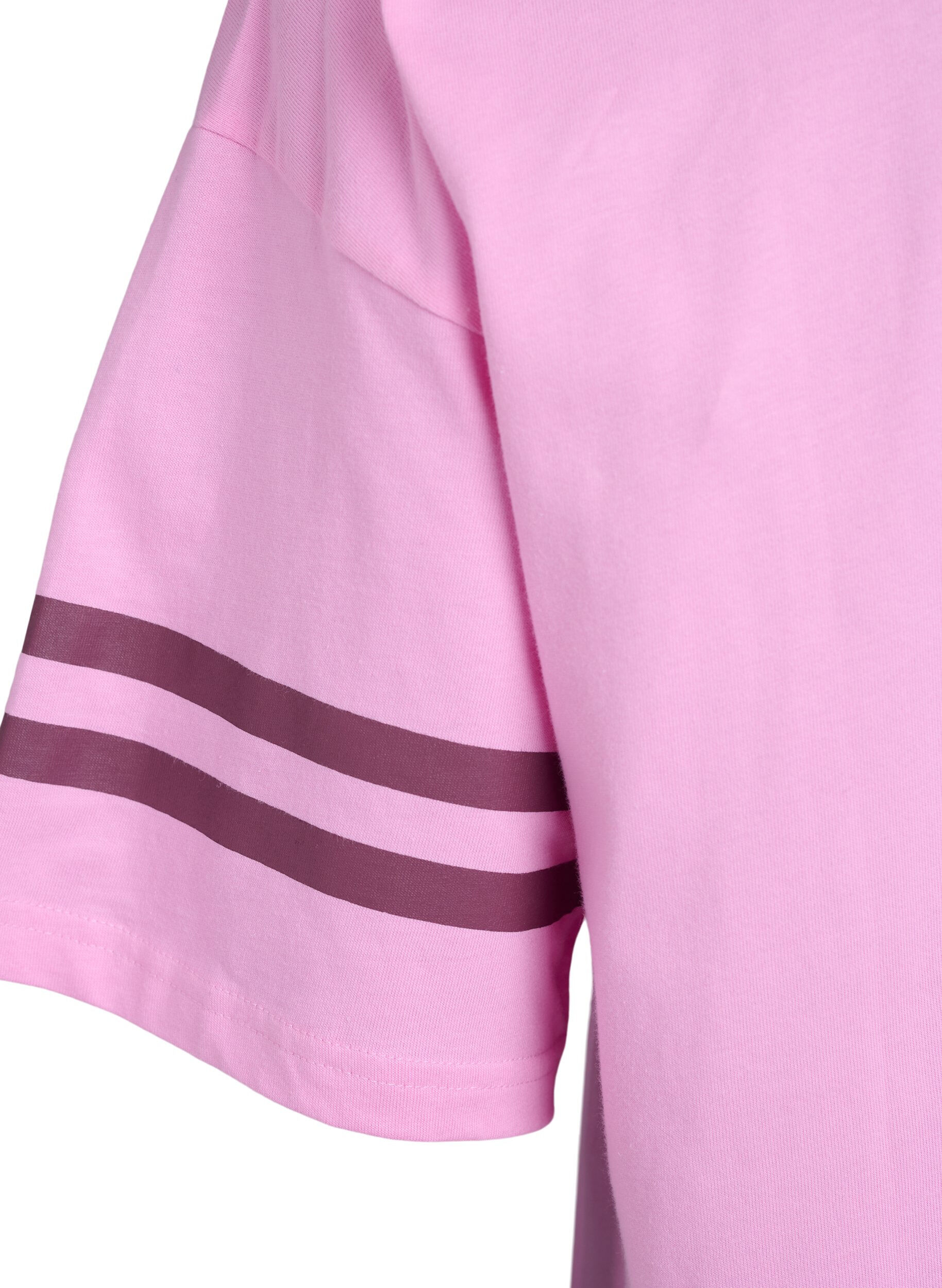 Zizzi Sportief oversized college T-shirt, Roze, Packshot image number 3