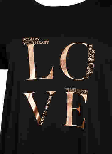 Katoenen t-shirt met korte mouwen en opdruk, Black W. Love , Packshot image number 2