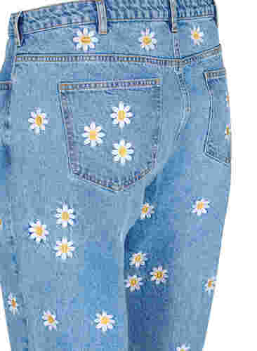 Cropped Mille jeans met geborduurde bloemen, Light Blue Flower, Packshot image number 3