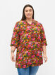 Gebloemde viscose tuniek met 3/4 mouwen, Neon Flower Print, Model image number 0