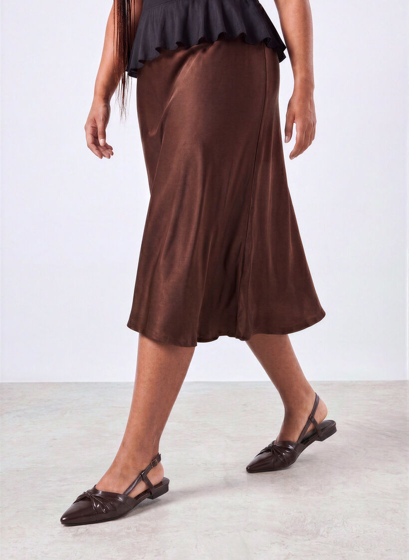 Slingback met strikdetail en lakuitstraling, Bruin, Model