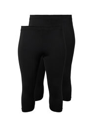 2-pack leggings met 3/4 lengte, Black / Black