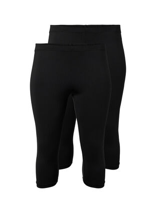 2-pack leggings met 3/4 lengte, Black / Black, Packshot image number 0