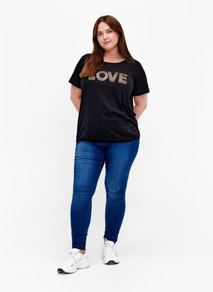 Katoenen T-shirt met print, Black W. Love, Model image number 2