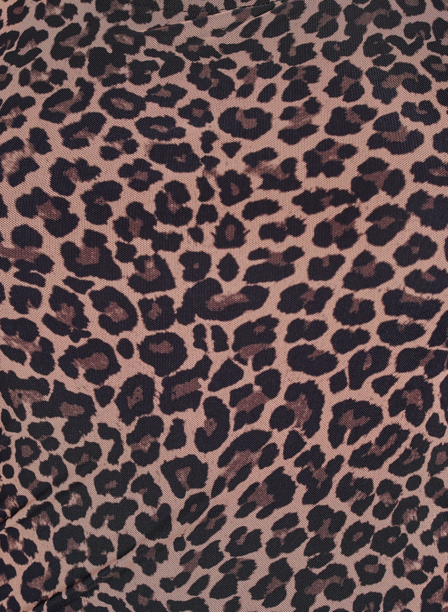 Zizzi Korte jurk van mesh met luipaardprint, Bruin, Packshot image number 2