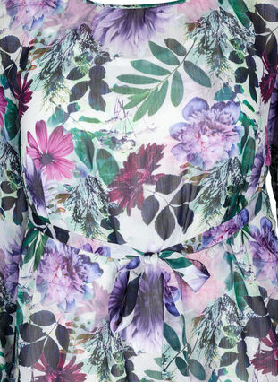 Midi-jurk met bloemenprint en lange mouwen, Purple Flower mix, Packshot image number 2
