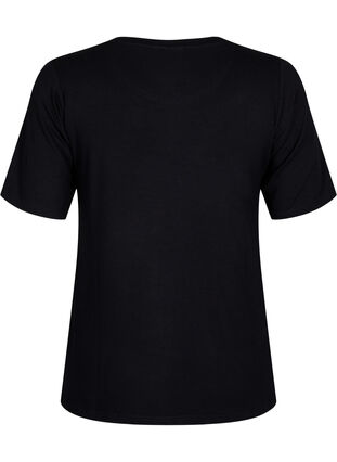 Viscose T-shirt met rib, Black, Packshot image number 1