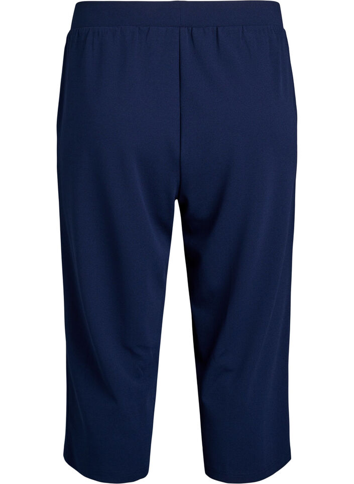 Hoog getailleerde kniebroek met losse pasvorm, Blauw, Packshot image number 1