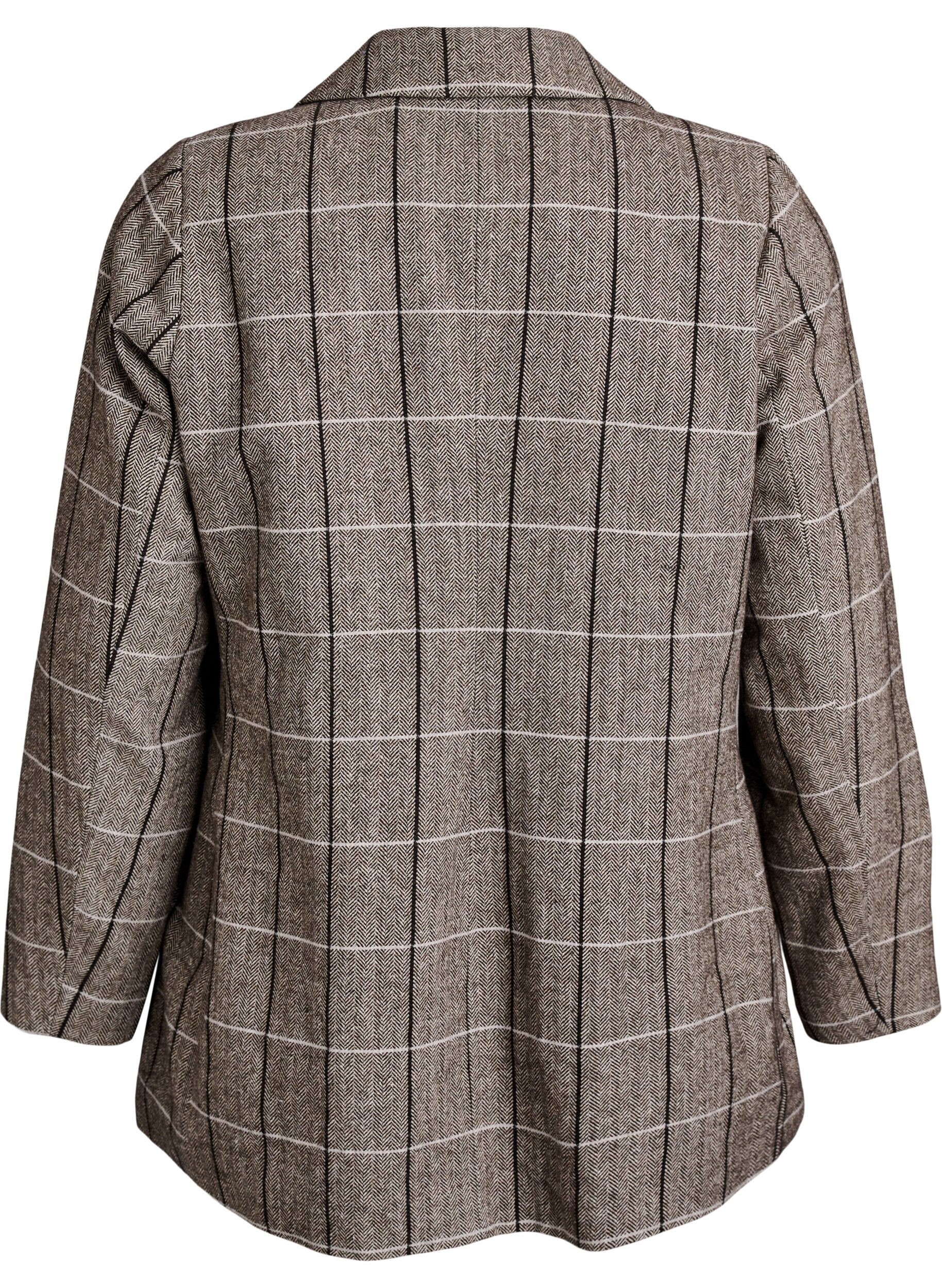 ZizziKlassieke geruite blazer, Grijs, Packshot image number 1