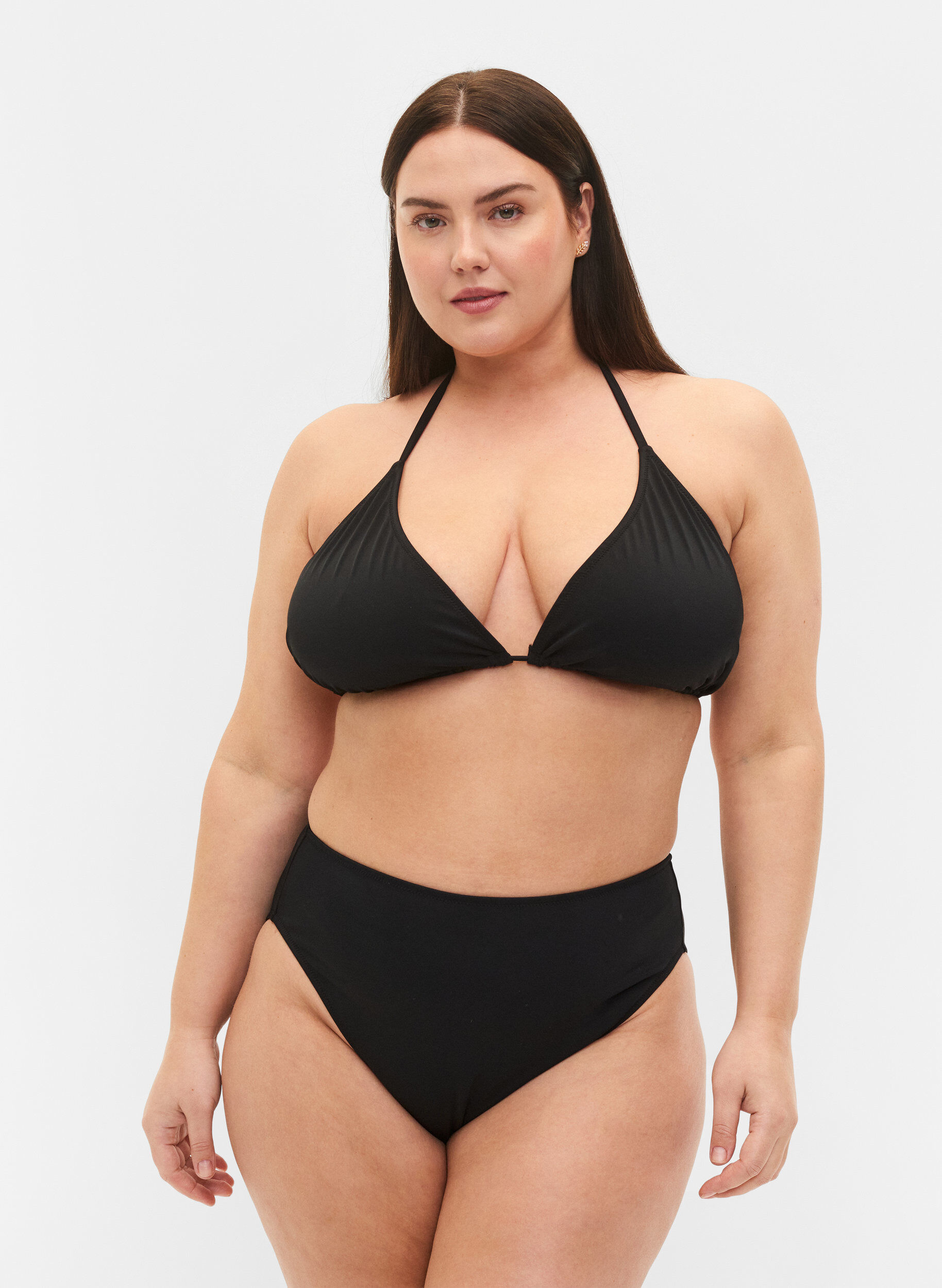Tai bikini broekje met normale taille, Zwart, Model