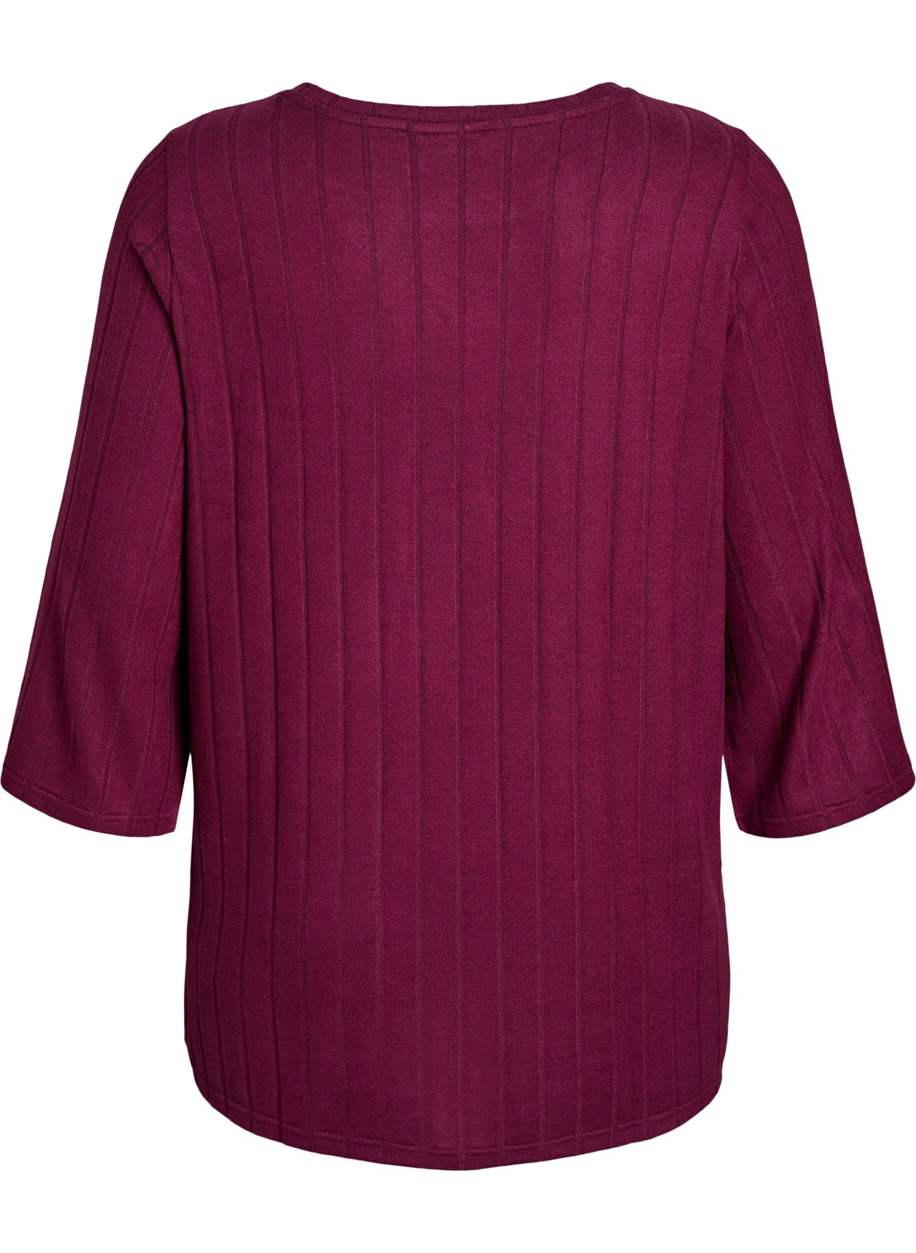 Zizzi Losse blouse met 3/4 mouwen, Donker Bordeaux, Packshot image number 1