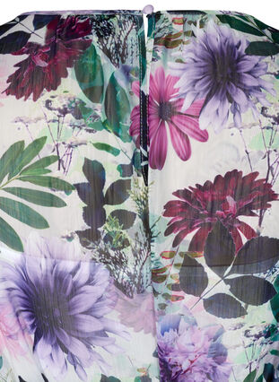 Midi-jurk met bloemenprint en lange mouwen, Purple Flower mix, Packshot image number 3