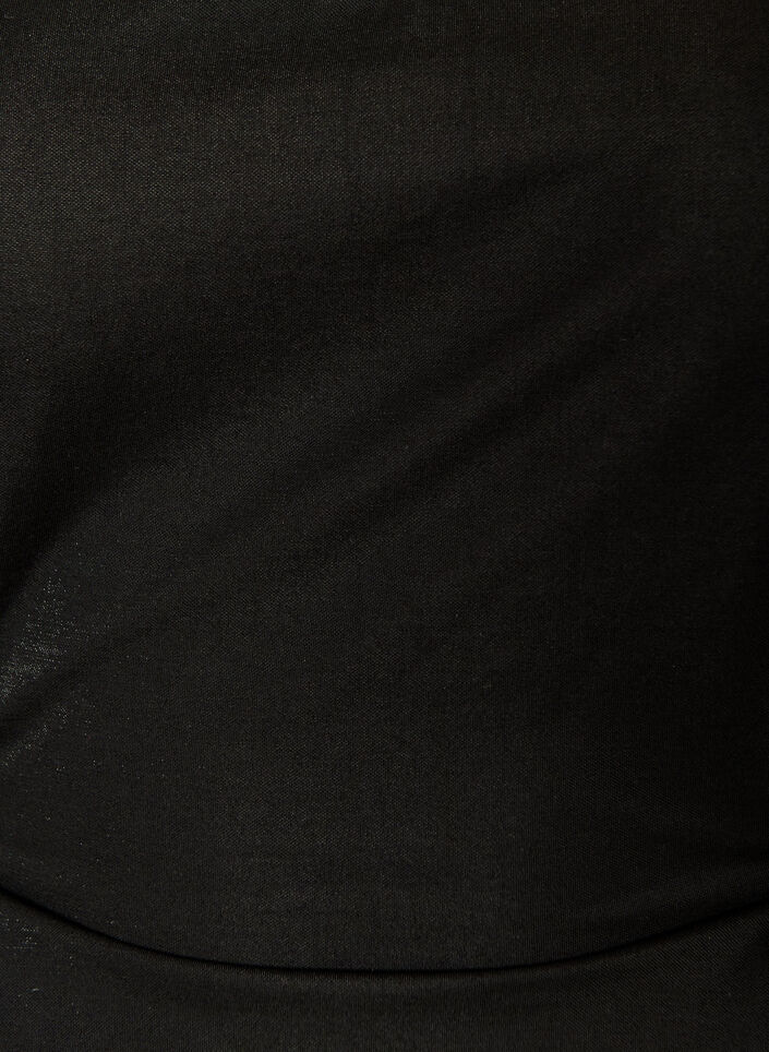 Blouse in een katoenmix met V-hals en striklint, Zwart, Packshot image number 2