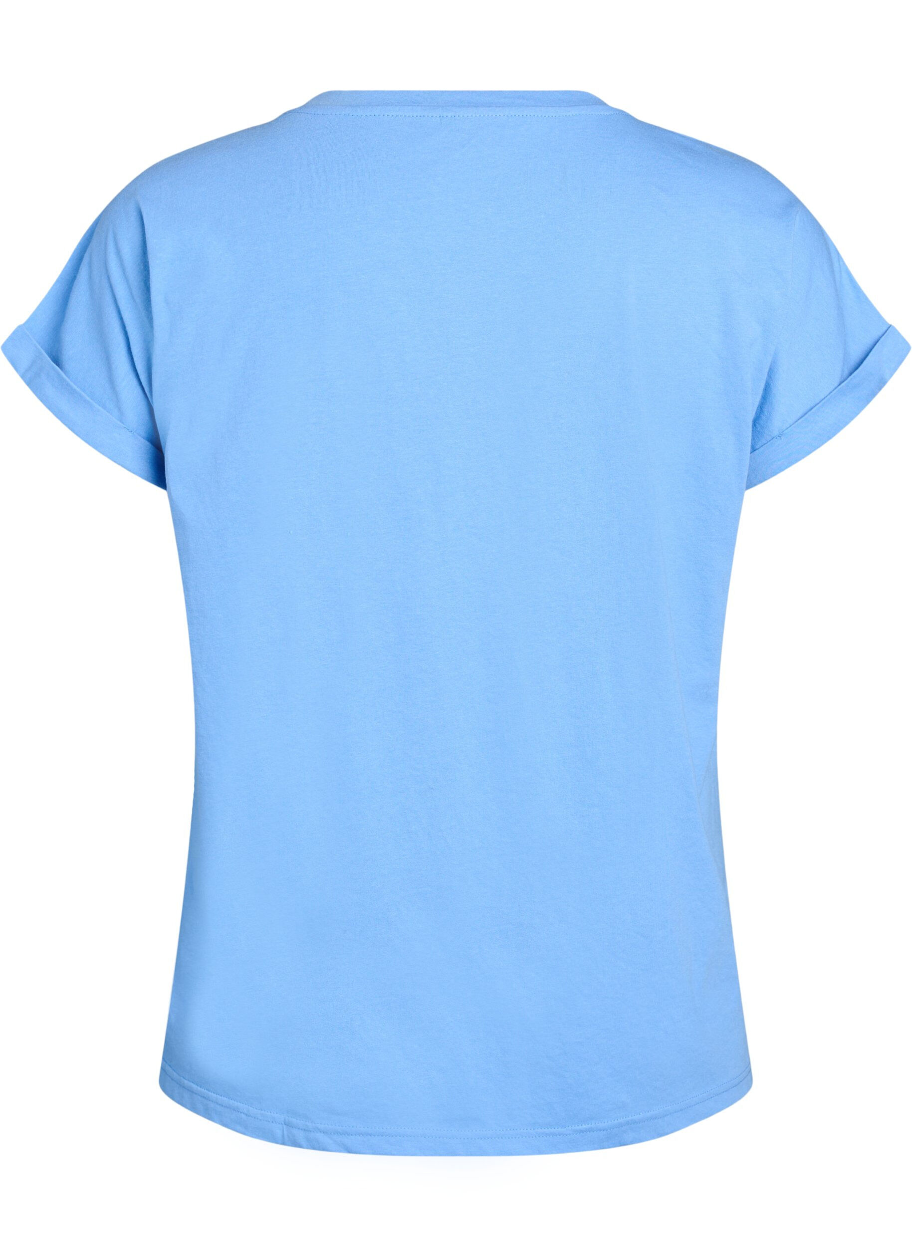 ZizziT-shirt met korte mouwen van katoenmix, Blauw, Packshot image number 1