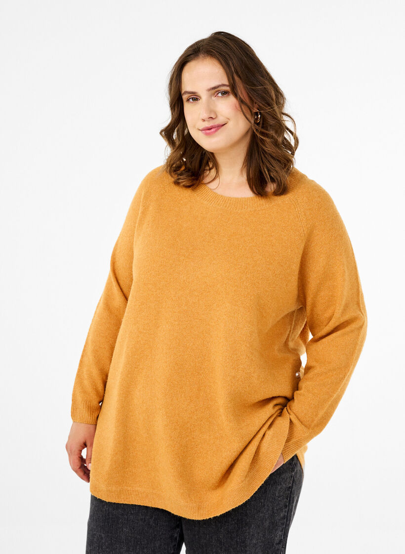 Gebreide blouse met kralen, Yam White Mel., Model image number 0