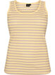 Gestreepte tanktop met een ribstructuur, Geel, Packshot image number 0