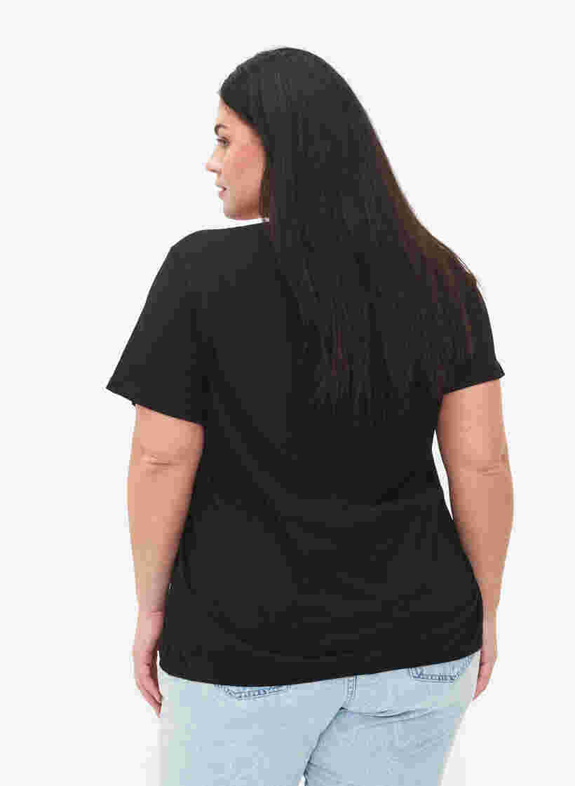 Katoenen t-shirt met korte mouwen en elastische rand, Black W. Now, Model image number 1